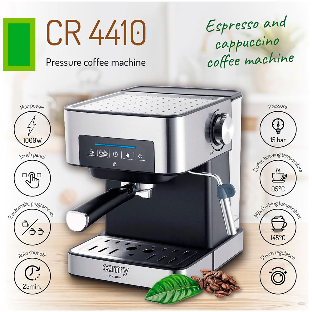 Macchina da Caffè Espresso Automatica CR 4410 Serbatoio 1,6 L Potenza 1000 Watt Colore Nero / Argento - Foto 8