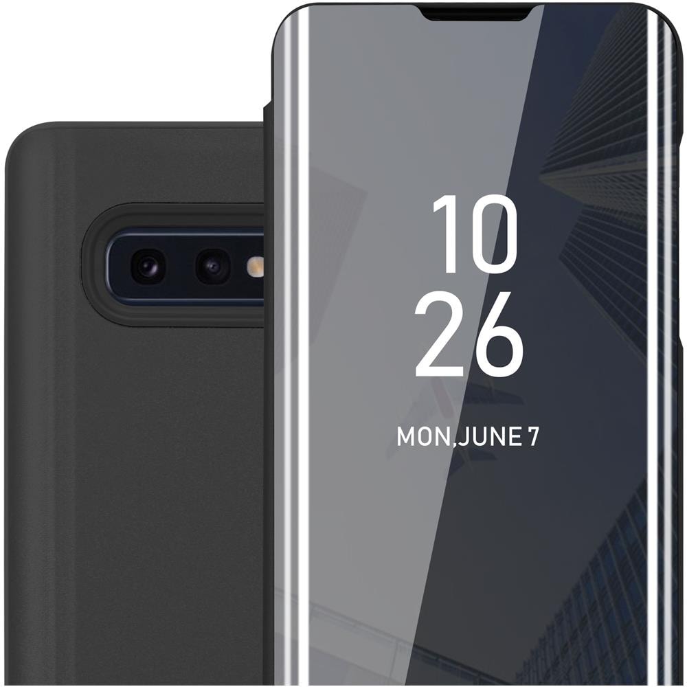 Custodia Compatibile Con Samsung Galaxy S10e In Tormalina Nera - Clear View Specchio Coperchio Protettivo Con Funzione Di Supporto Protezione A 360 Gradi - Foto 1