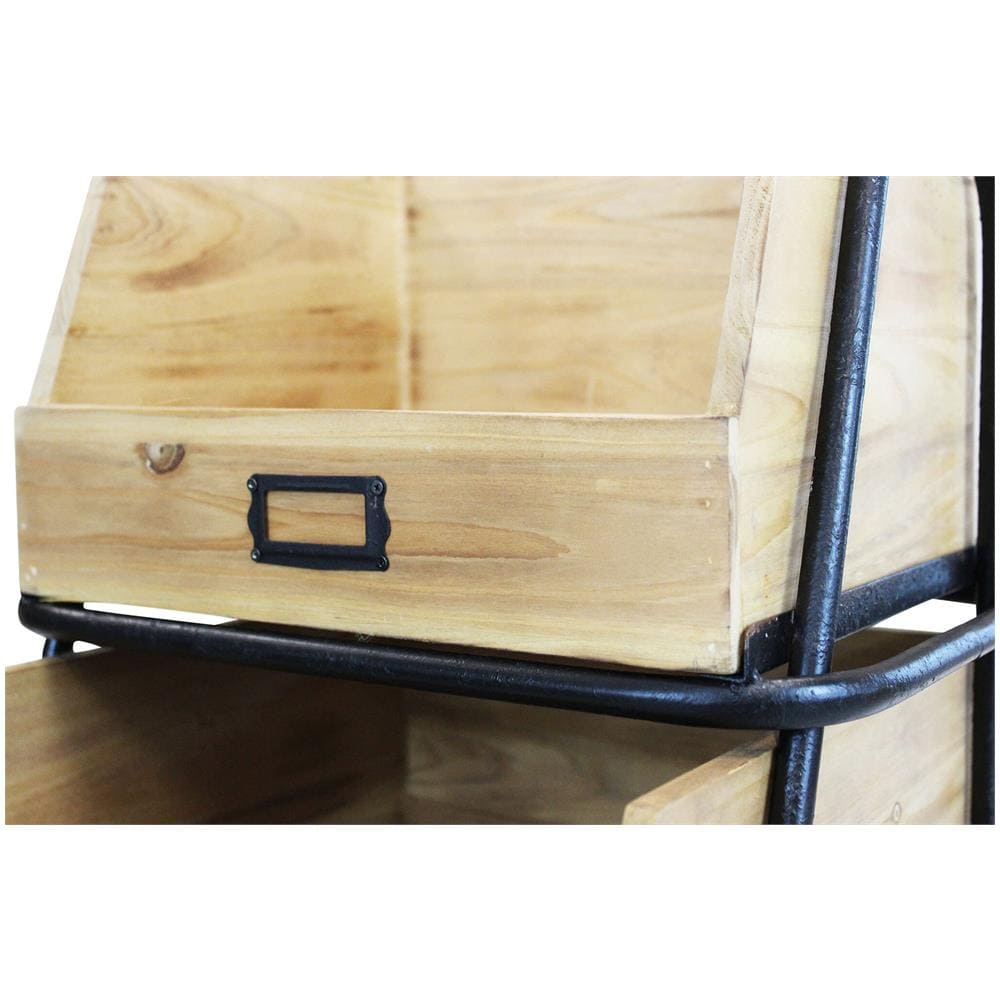 Drowy - 3 Cassetti In Legno Con Ruote Industrial In Legno E Acciaio - Foto 2