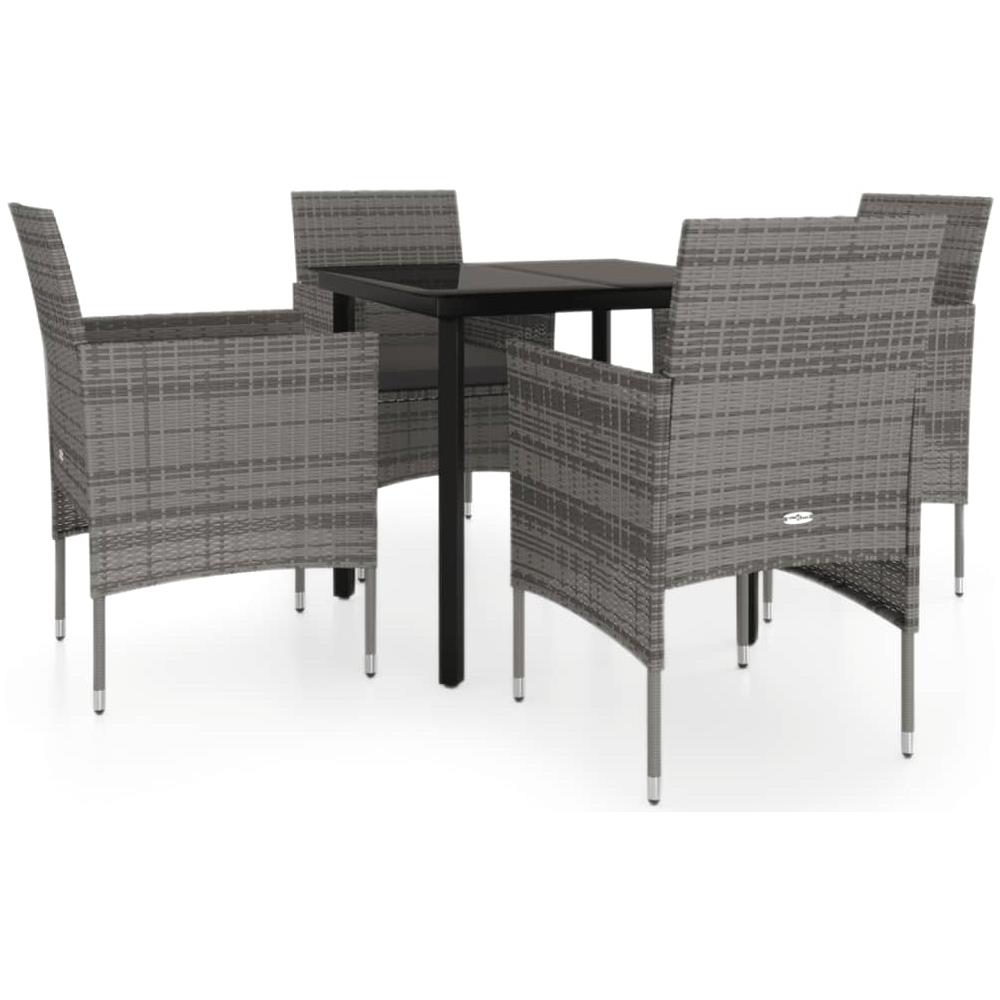 Set Da Pranzo Per Giardino 5 Pz Con Cuscini Grigio E Nero - Foto 2