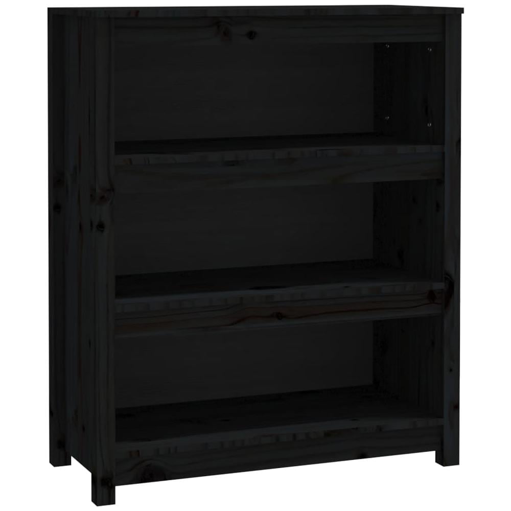 Libreria Nera 80x35x97 Cm In Legno Massello Di Pino - Foto 2
