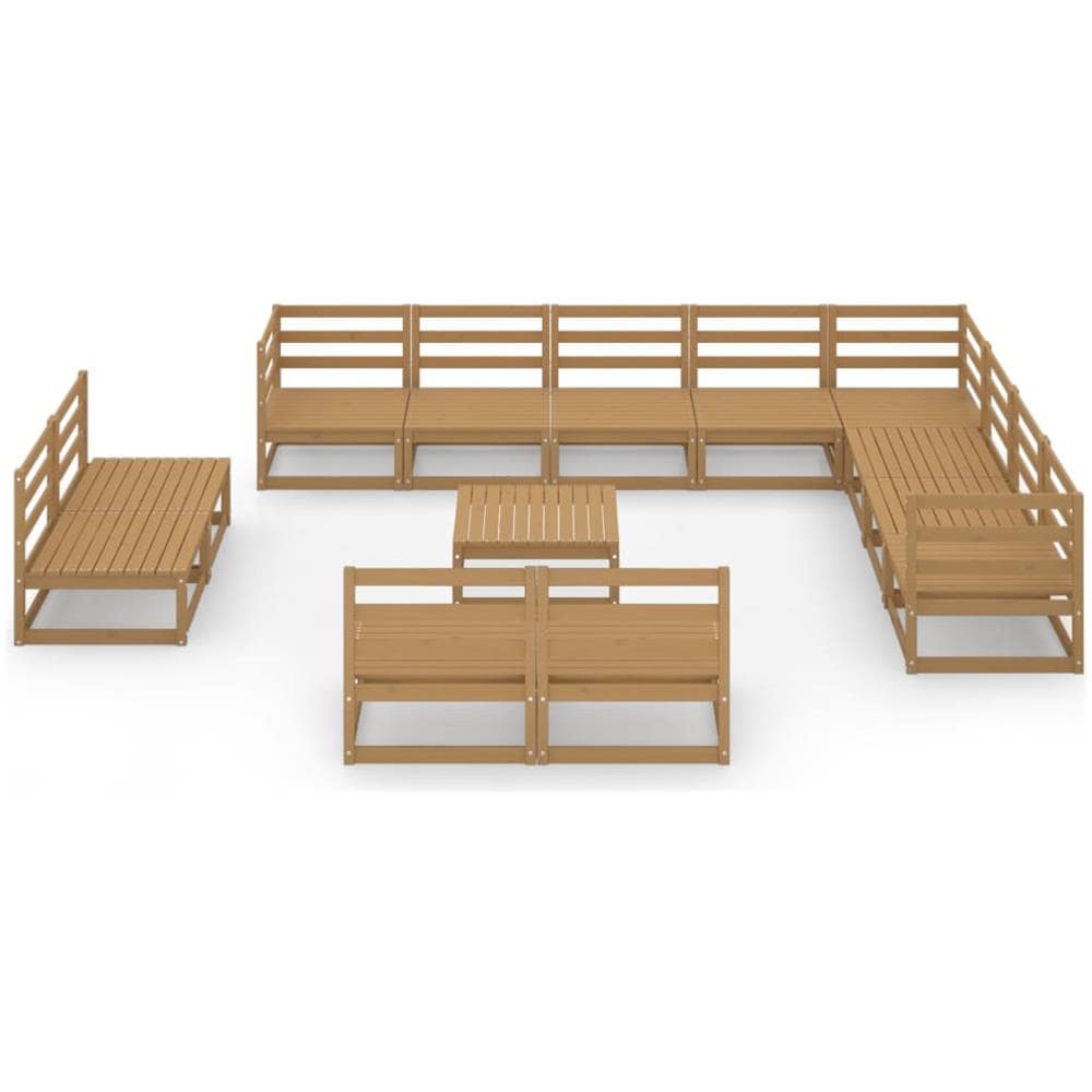 Set Divani Da Giardino 13 Pz Marrone Miele In Massello Di Pino - Foto 3
