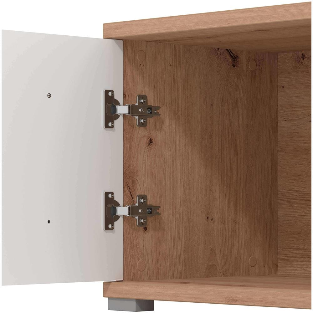 Attaccapanni Da Parete Moderno Con Mensola Colore Rovere Di Design Moderno Industrial Cm 86,6 X 40 X 456 H - Foto 3