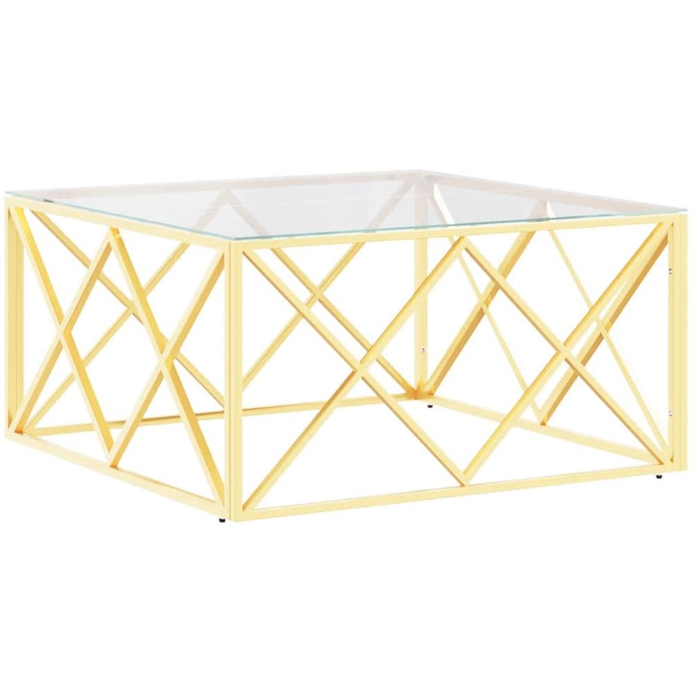 Tavolino Da Salotto 80x80x40 Cm In Acciaio Inox E Vetro - Foto 2