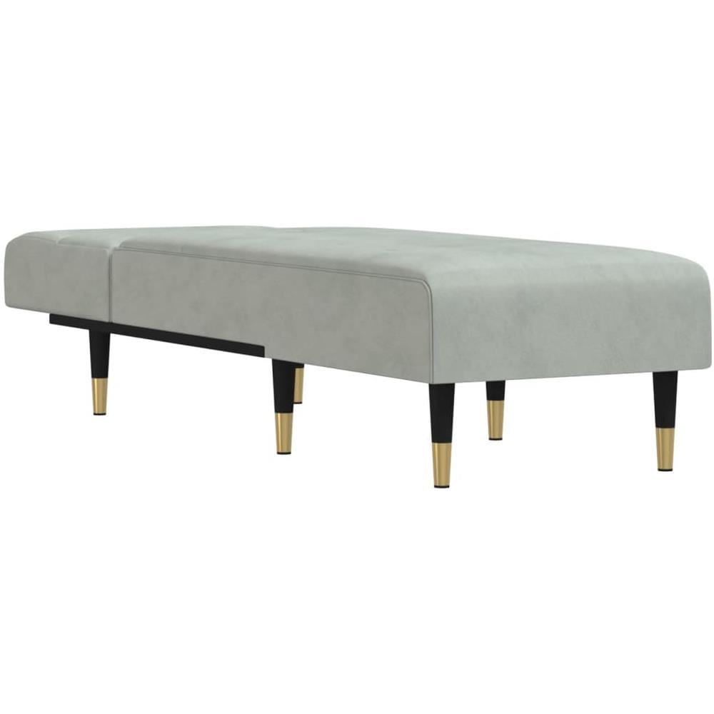 Chaise Longue In Velluto Grigio Chiaro - Foto 3