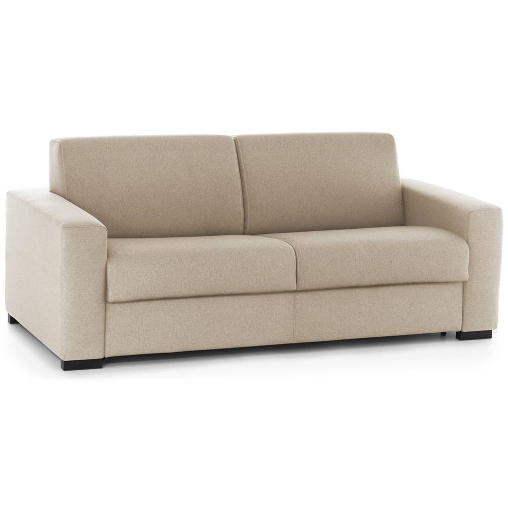 Divano Letto Alena, Divano A 2 Posti, 100% Made In Italy, Sofà Soggiorno Con Apertura Girevole, In Tessuto Imbottito, Con Braccioli Slim, Cm 160x95h90, Beige - Foto 2