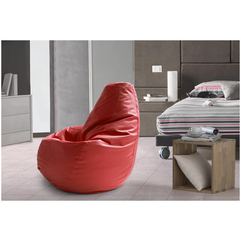 Pouf Annachiara, Pouf A Sacco, 100% Made In Italy, Poltrona A Sacco In Ecopelle, Cm 70x70h110, Rosso - Foto 1