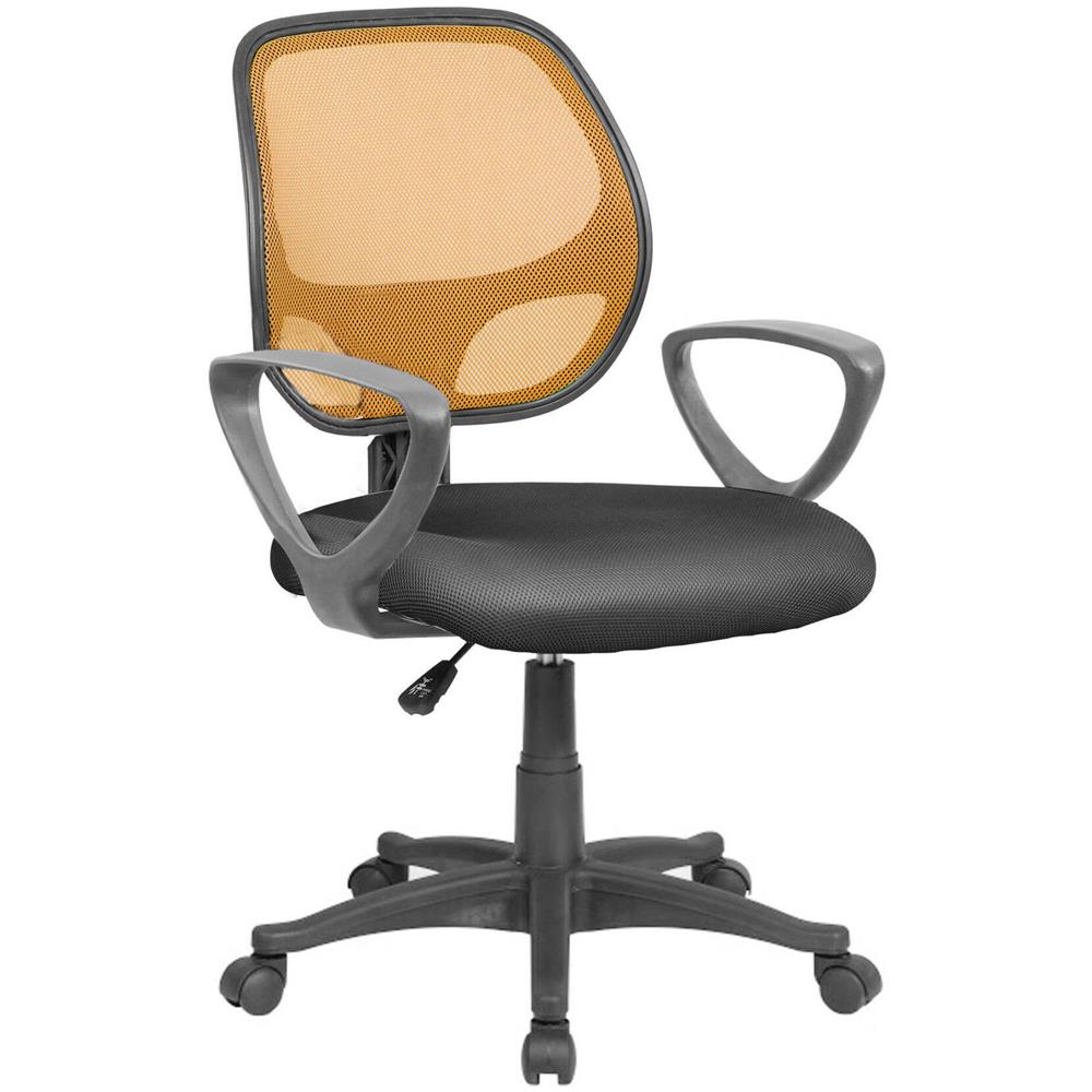 Sedia Da Ufficio Geraldton, Poltrona Operativa A Rete Con Braccioli, Seduta Ergonomica Da Ufficio, 56x57h88/100 Cm, Nero E Arancione - Foto 1