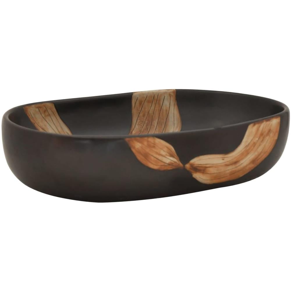 Lavabo Da Appoggio Nero Ovale 59x40x14 Cm Ceramica - Foto 2