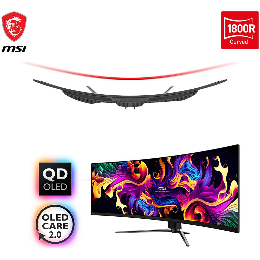 Monitor 49" QD-OLED Curvo Gaming MPG 491CQPDE DQHD 5120 x 1440 Pixel Tempo di Risposta 0,03 Ms Frequenza di Aggiornamento 144 (Hz) - Foto 2