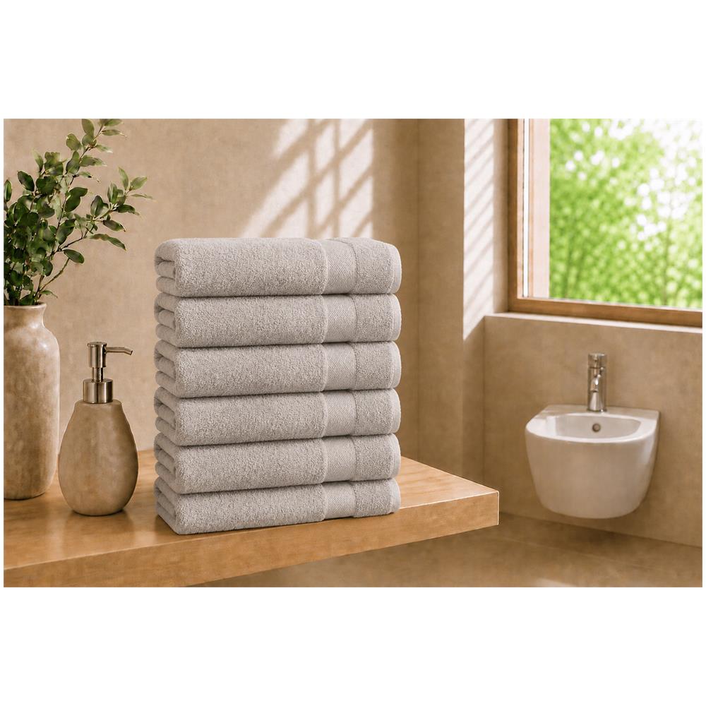 Set 6 Asciugamani Ospite 40x60 cm - Lunar Rock (Grigio Chiaro) - Foto 1