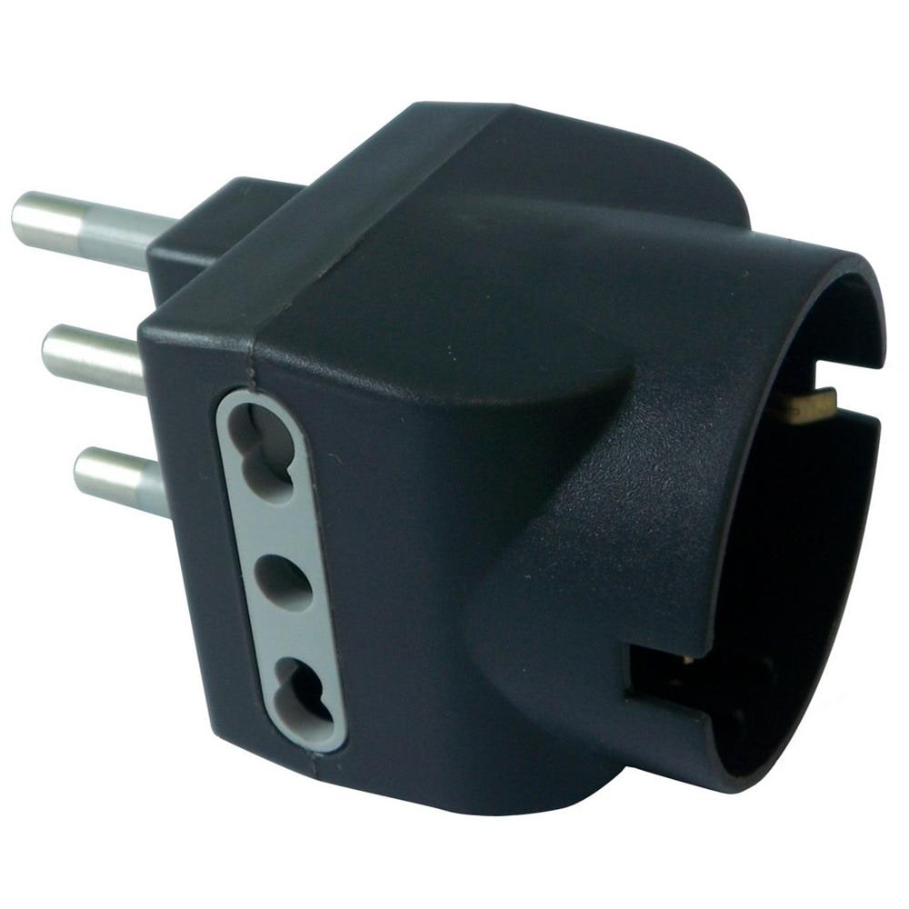 Adattatore Schuko 16a E 2 Prese Bipasso Grigio - Foto 1