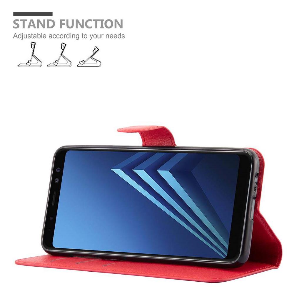 Custodia Compatibile Con Samsung Galaxy A8 2018 In Rosso Carminio - Coperchio Protettiva Con Chiusura Magnetica, Funzione Stand E Tasca Per Le Carte - Foto 6