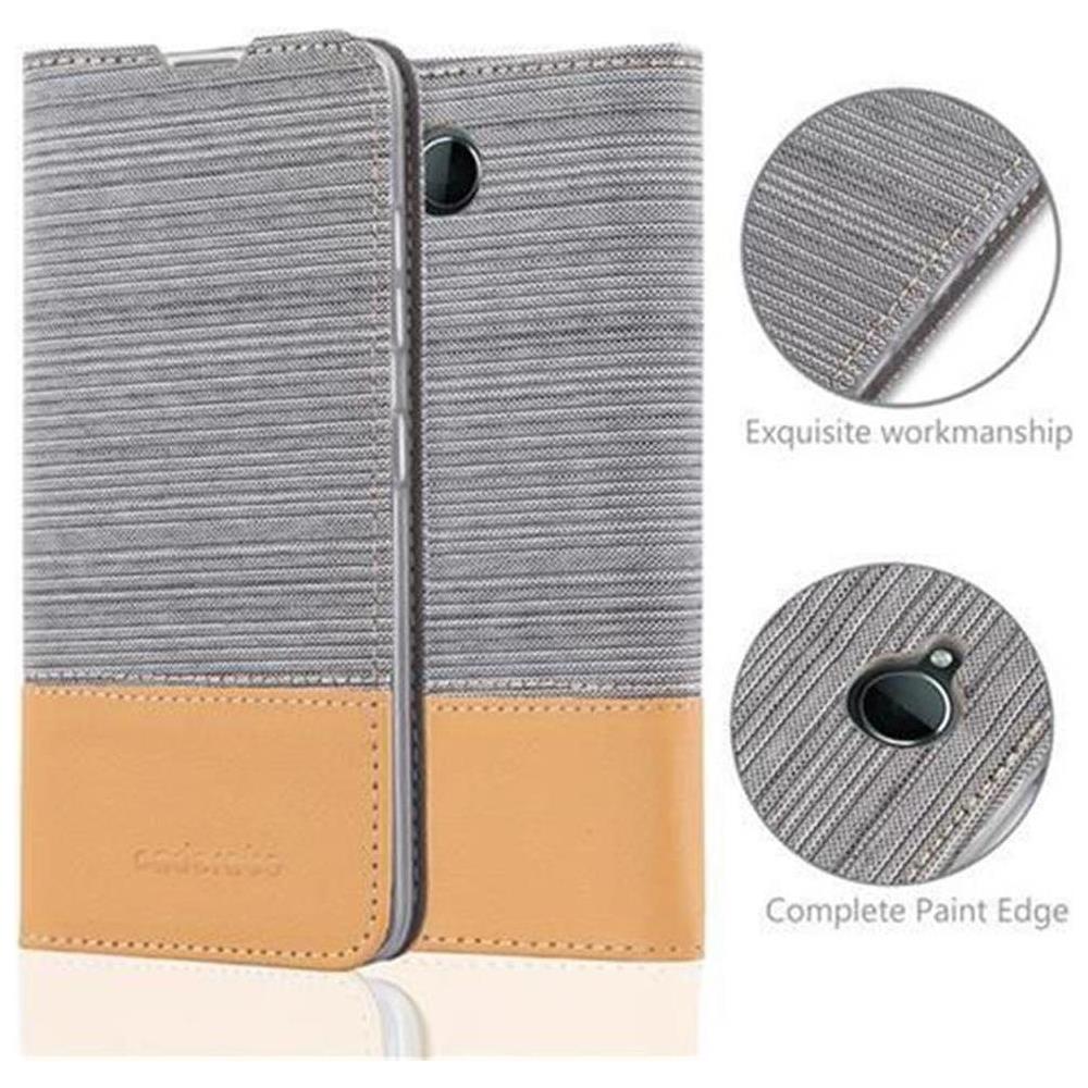 Custodia Compatibile Con Nokia Lumia 650 In Grigio Chiaro Marrone - Coperchio Protettiva Con Chiusura Magnetica, Funzione Stand E Tasca Per Le Carte - Foto 2