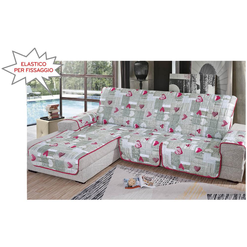 Copridivano Con Penisola Trapuntato Modello Kino Colore Bordeaux 240 Cm Bordeaux - Foto 1