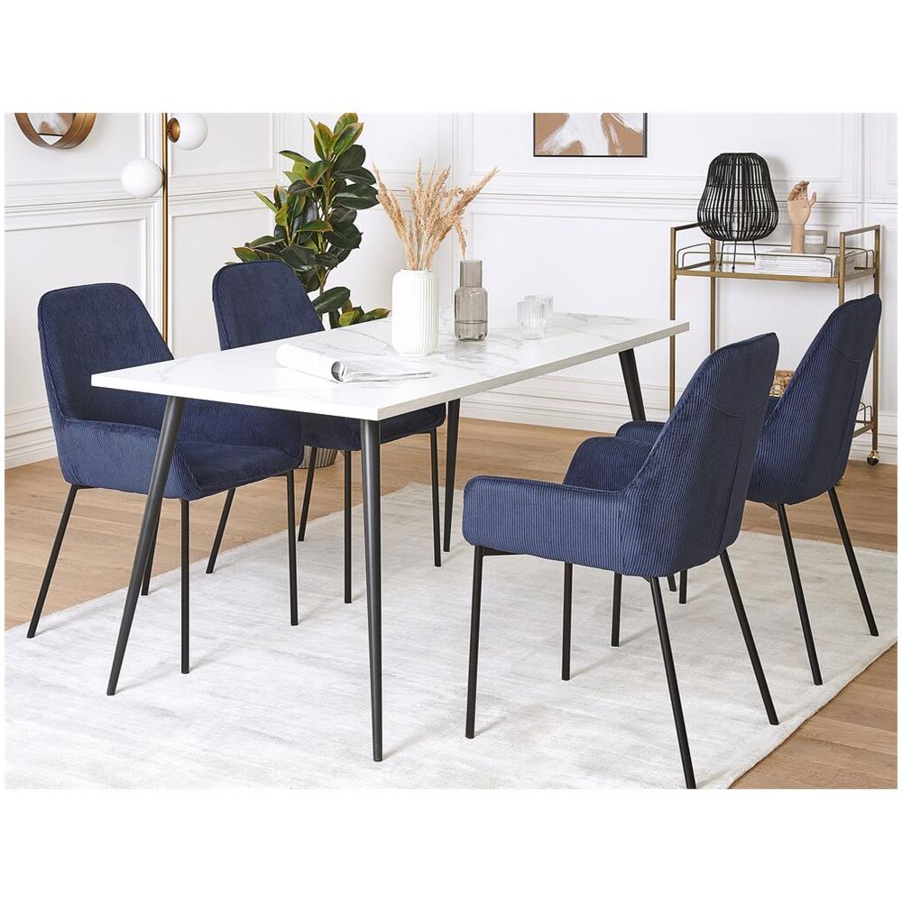Set Di 2 Sedie Da Pranzo In Velluto A Coste Blu Loverna - Foto 2