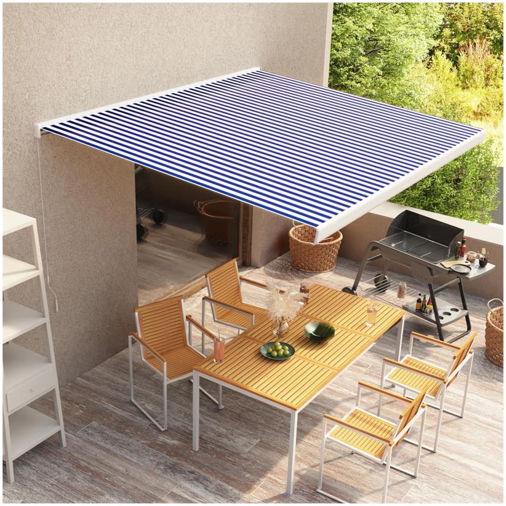 Tenda A Cassonetto Manuale 350x250 Cm Blu E Bianca - Foto 1