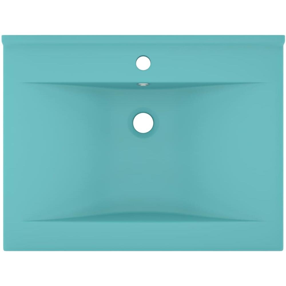 Lavabo con Foro Rubinetto Verde Chiaro Opaco 60x46 cm Ceramica - Foto 2