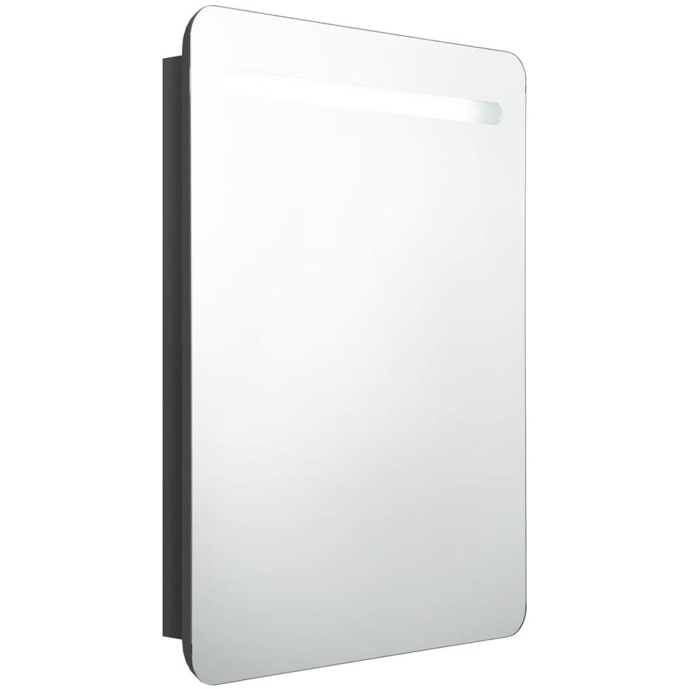 Armadietto Bagno con Specchio e LED Nero Lucido 60x11x80 cm - Foto 2