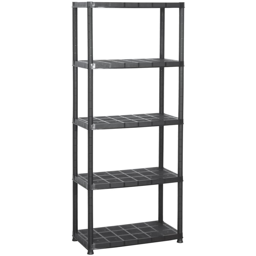 Scaffale a 5 Ripiani Nero 71x38x170 cm in Plastica - Foto 1