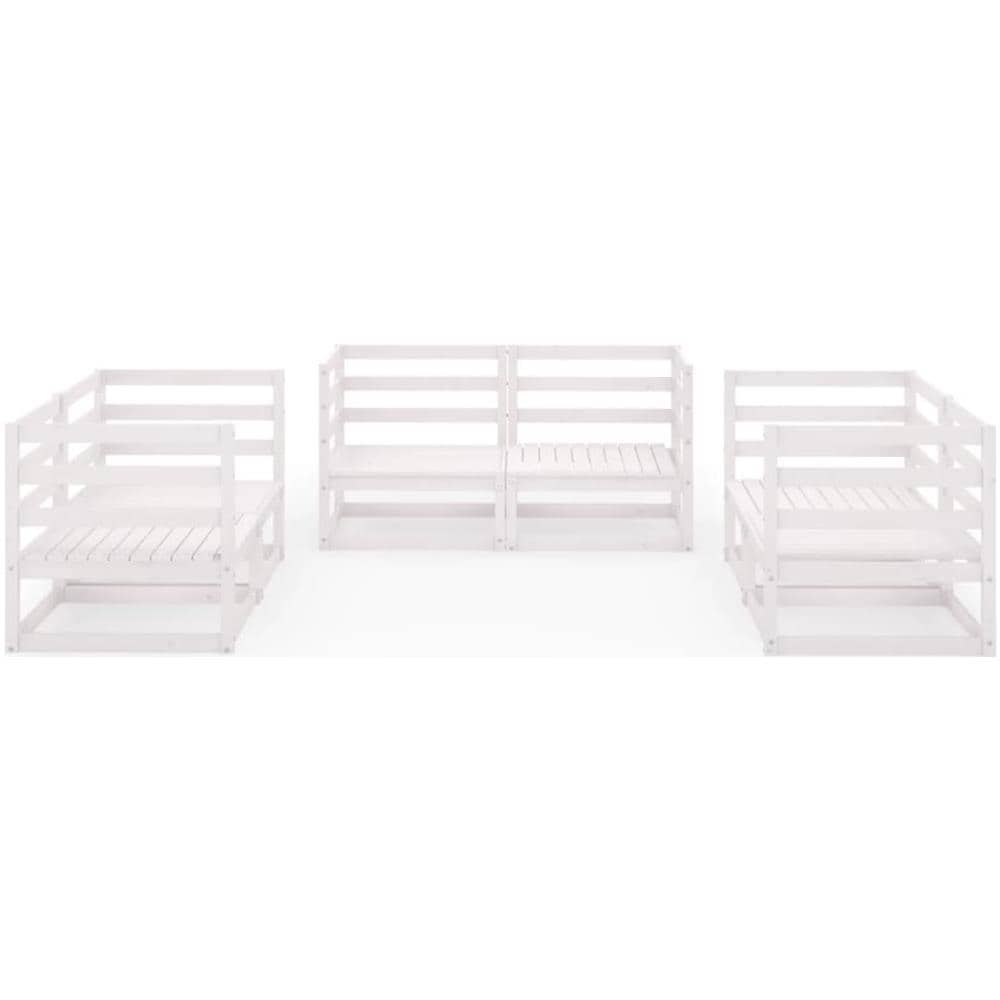 Set Divani da Giardino 6 pz Bianco in Legno Massello di Pino - Foto 3