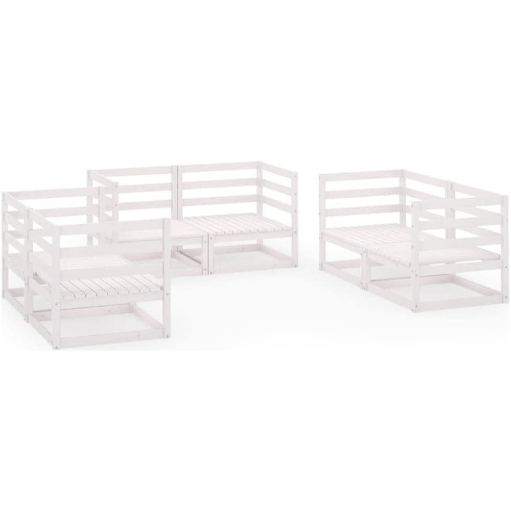 Set Divani da Giardino 6 pz Bianco in Legno Massello di Pino - Foto 2