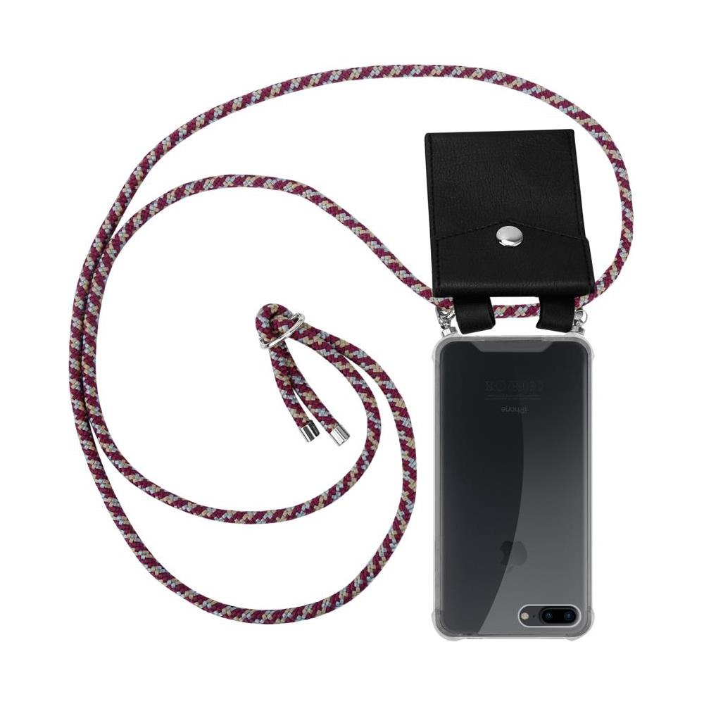 Catena Di Telefoni Cellulari Compatibile Con Apple Iphone 8 Plus / 7 Plus / 7s Plus In Rosso Giallo Bianco - Coperchio Protettivo In Silicone Con Anelli D'argento, Cinturino In Corda E Custodia Staccabile - Foto 1