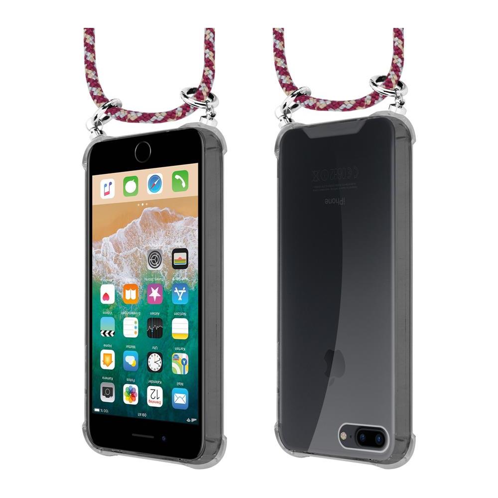 Catena Di Telefoni Cellulari Compatibile Con Apple Iphone 8 Plus / 7 Plus / 7s Plus In Rosso Giallo Bianco - Coperchio Protettivo In Silicone Con Anelli D'argento, Cinturino In Corda E Custodia Staccabile - Foto 8
