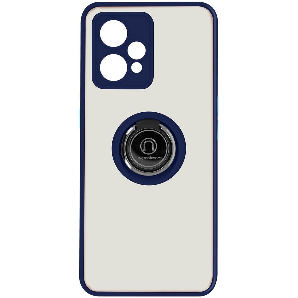 Cover Realme 9 4g / 9 Pro Plus Bimateria Anello Metallico Supporto Blu - Foto 1