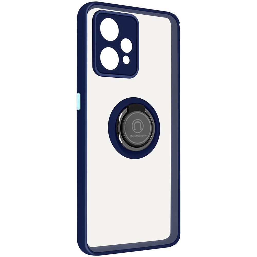 Cover Realme 9 4g / 9 Pro Plus Bimateria Anello Metallico Supporto Blu - Foto 2