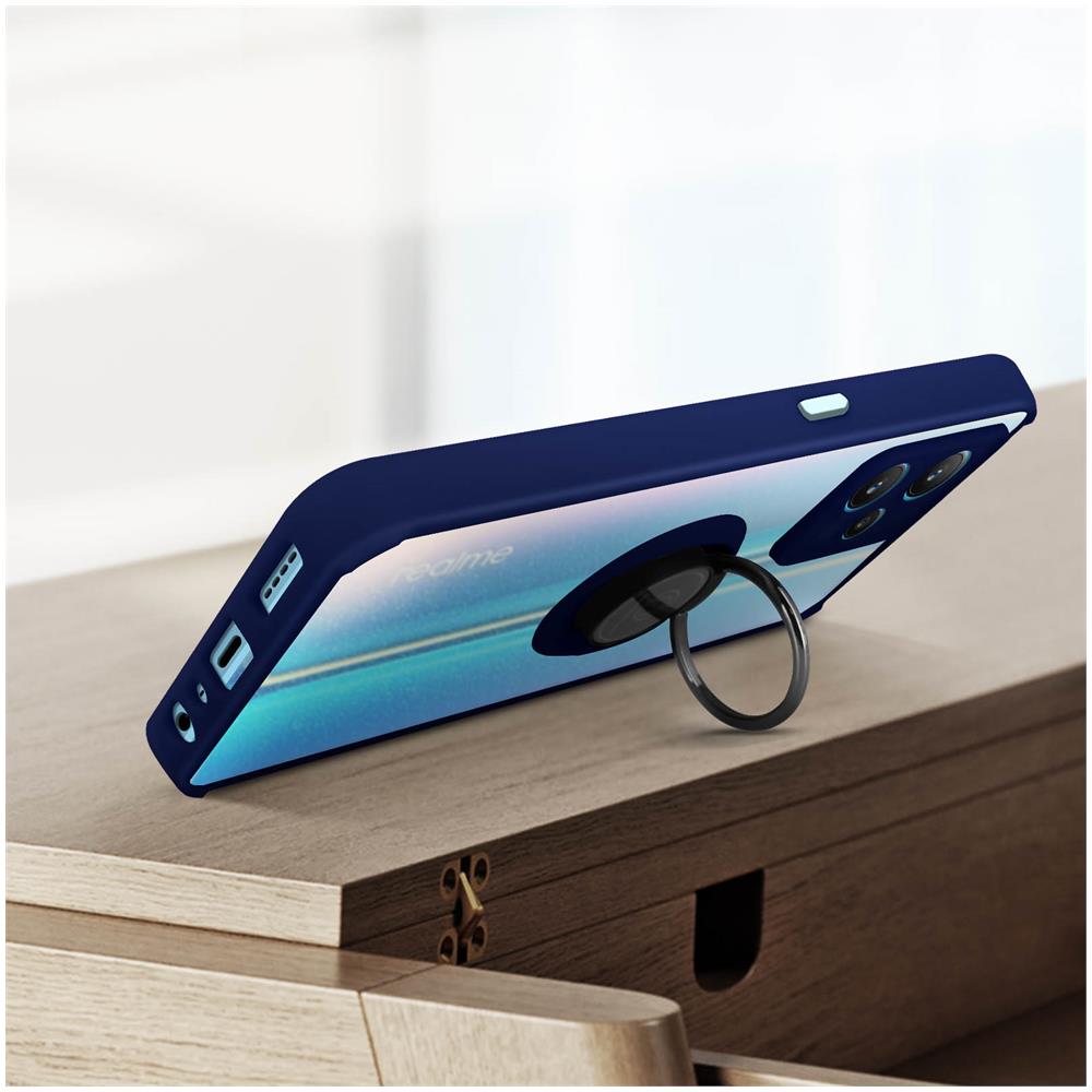 Cover Realme 9 4g / 9 Pro Plus Bimateria Anello Metallico Supporto Blu - Foto 5