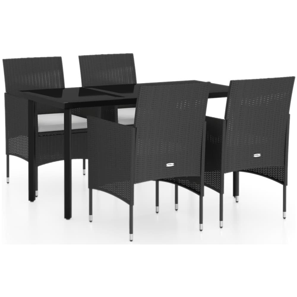 Set Mobili Da Pranzo Per Giardino 5 Pz Con Cuscini Nero - Foto 2