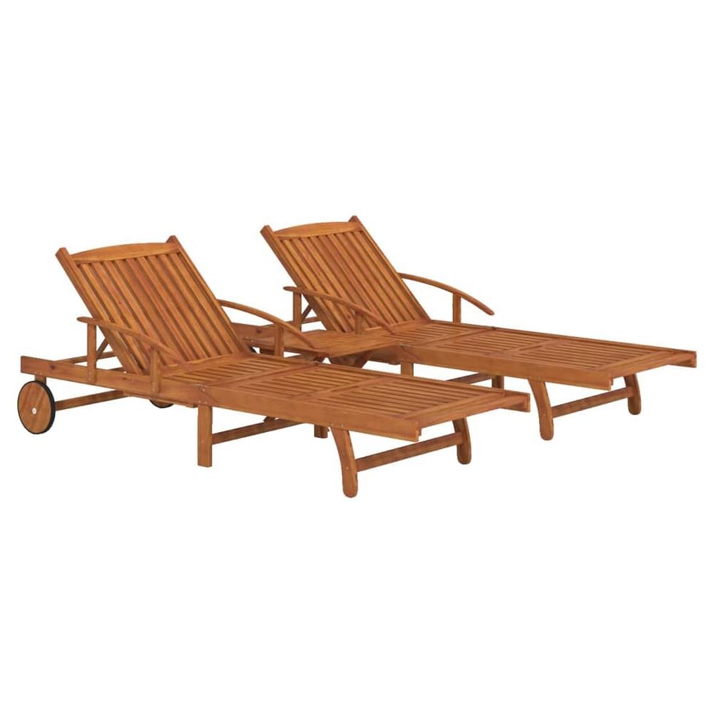 Set Lettino Prendisole Con Tavolo 2 Pz Legno Di Massello Acacia - Foto 2