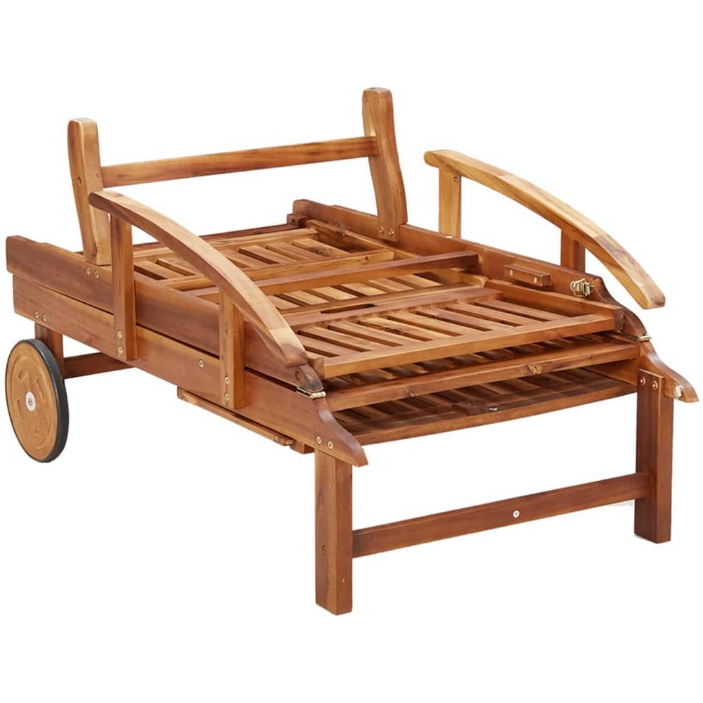 Set Lettino Prendisole Con Tavolo 2 Pz Legno Di Massello Acacia - Foto 7
