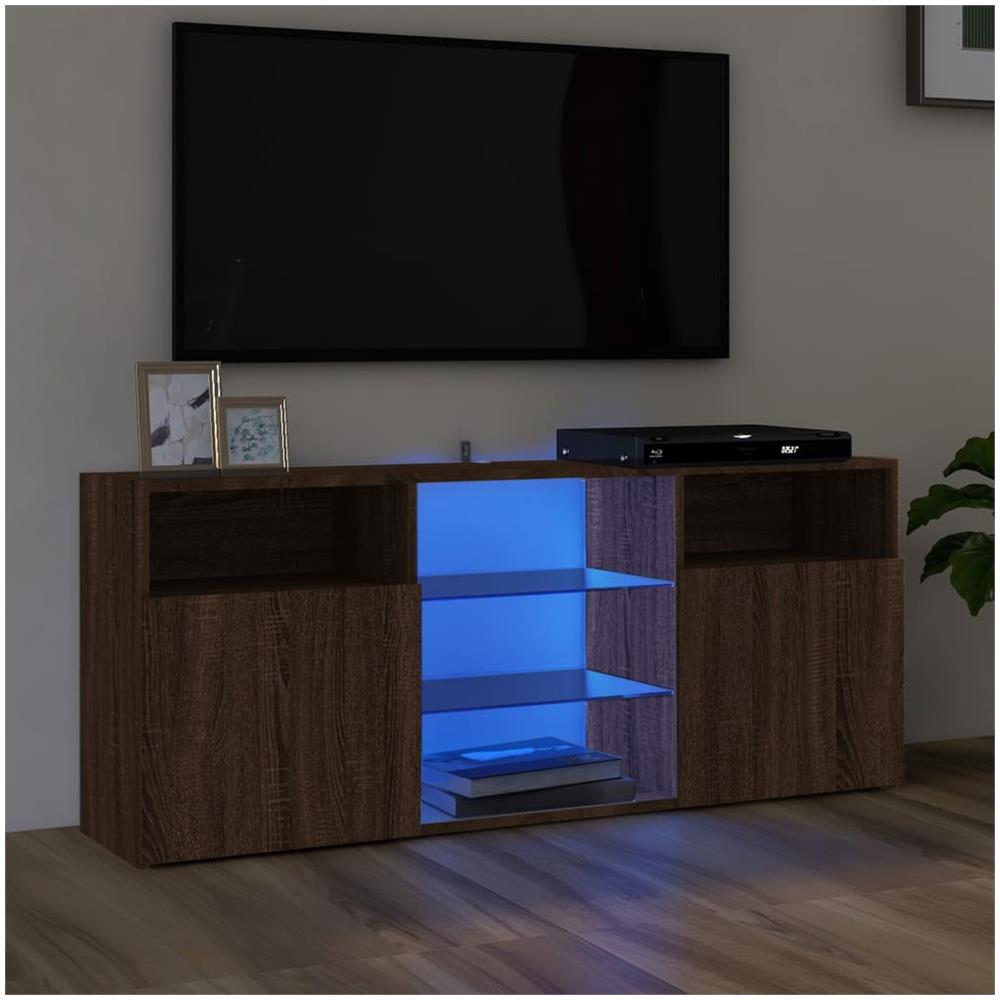 Mobile Porta Tv Con Luci Led Rovere Marrone 120x30x50 Cm - Foto 1
