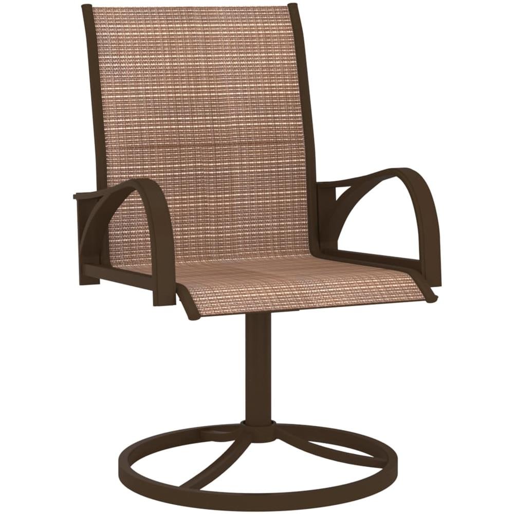 Sedie Girevoli Da Giardino 2pz Textilene E Acciaio Marrone - Foto 2