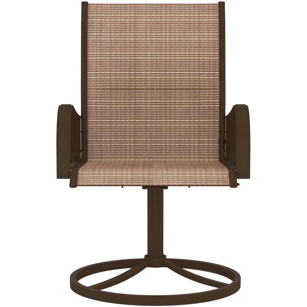 Sedie Girevoli Da Giardino 2pz Textilene E Acciaio Marrone - Foto 3