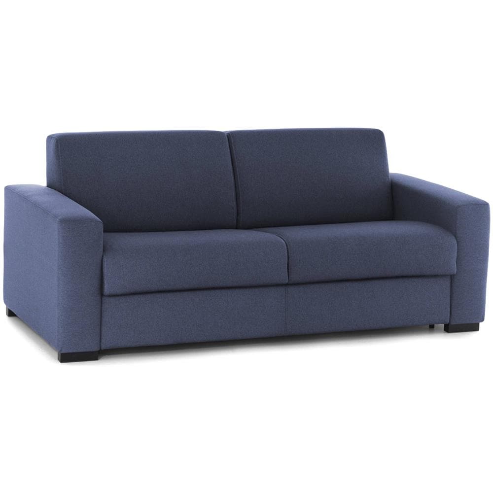 Divano Letto Aleida, Divano A 2 Posti, 100% Made In Italy, Sofà Soggiorno Con Apertura Girevole, In Tessuto Imbottito, Con Braccioli Standard, Cm 180x95h90, Blu - Foto 2