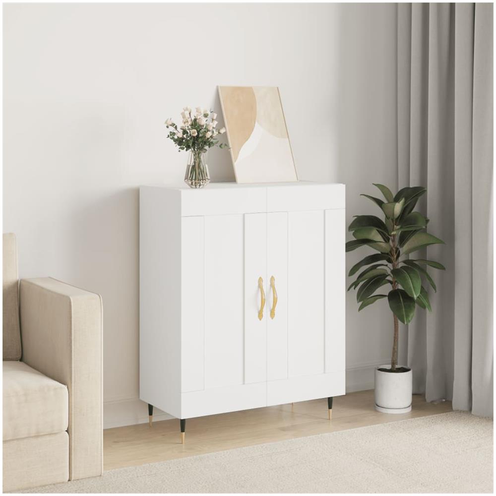 Credenza Bianca 69,5x34x90 Cm In Legno Multistrato - Foto 1