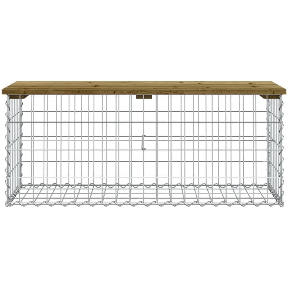 Panca da Giardino Design Gabbione 103x44x42 cm Pino Impregnato - Foto 3