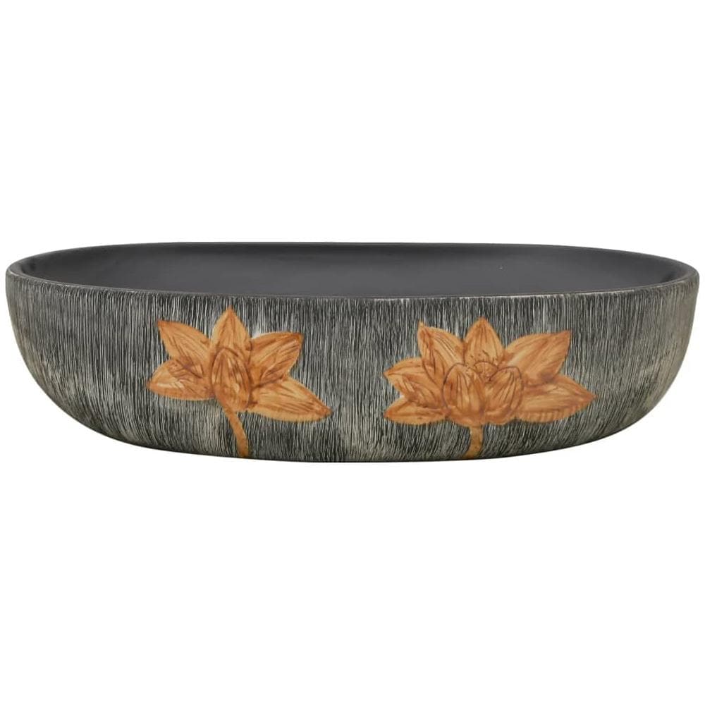 Lavabo Da Appoggio Grigio E Nero Ovale 59x40x14 Cm Ceramica - Foto 3