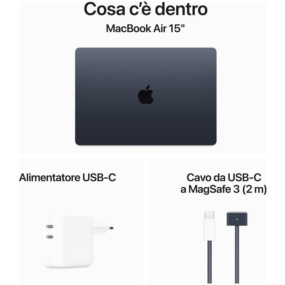MacBook Air 15'' M3 Monitor 15,3" Apple M 3rd Gen Ram 8 GB SSD 256 GB Apple GPU macOS Sonoma Blu marino - Foto 9