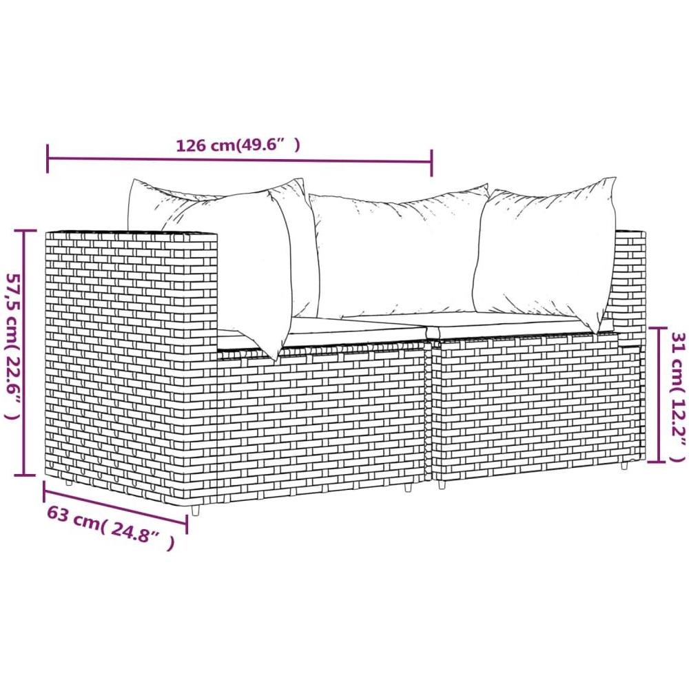 Divani Angolari da Giardino con Cuscini 2pz Polyrattan Grigio - Foto 9