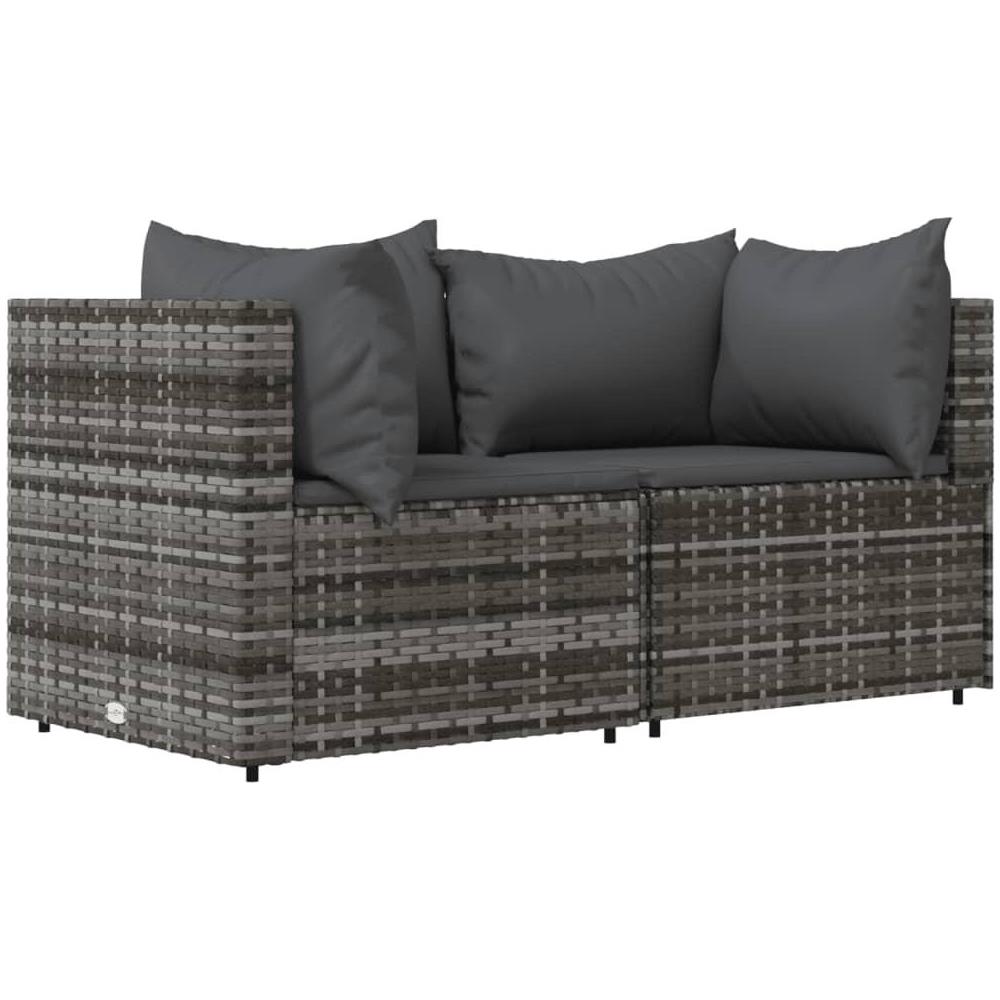 Divani Angolari da Giardino con Cuscini 2pz Polyrattan Grigio - Foto 1