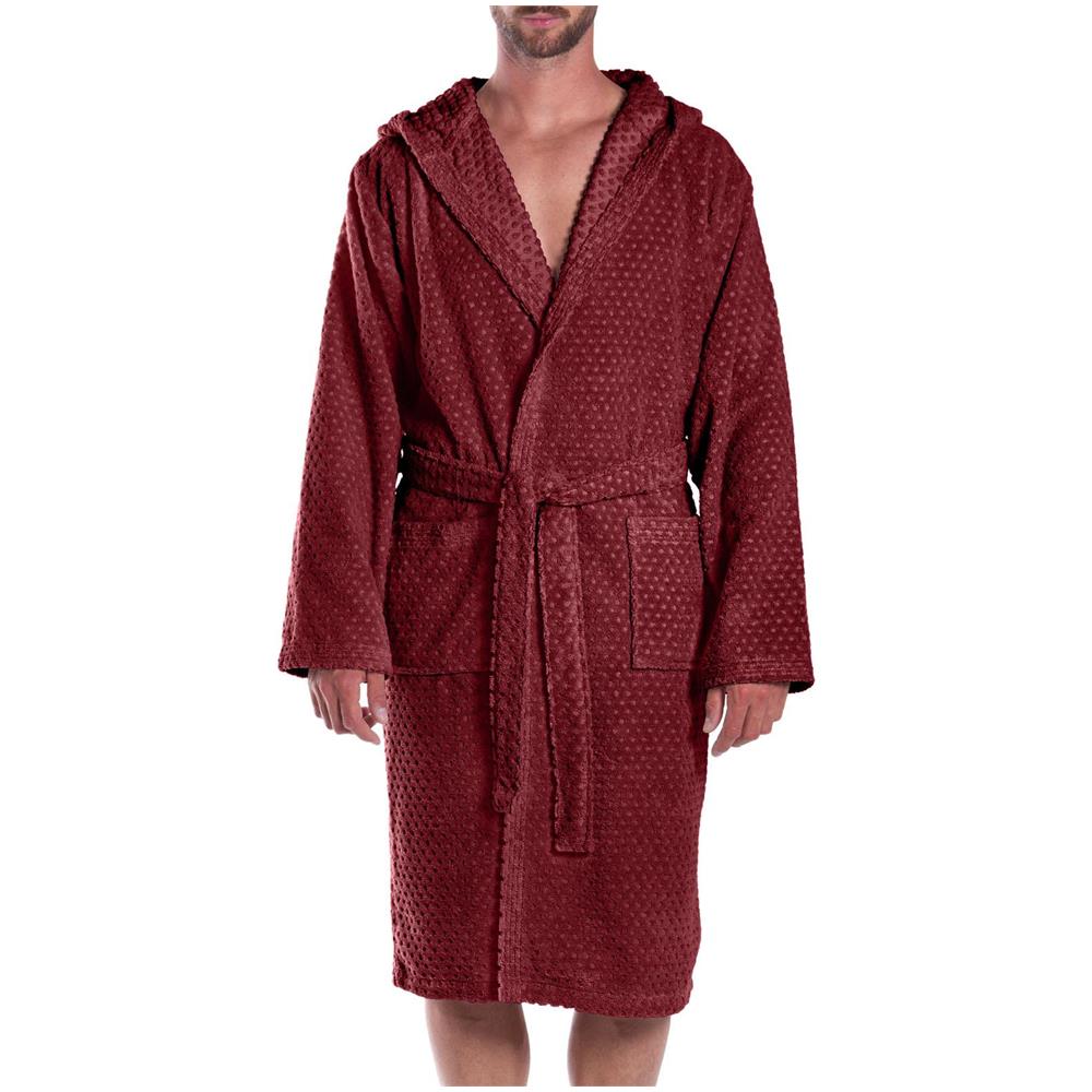 Accappatoio Con Cappuccio Sirena In Cotone - Tinta Unita, 450 Gr /mq Colore Bordeaux Misura S - Foto 3