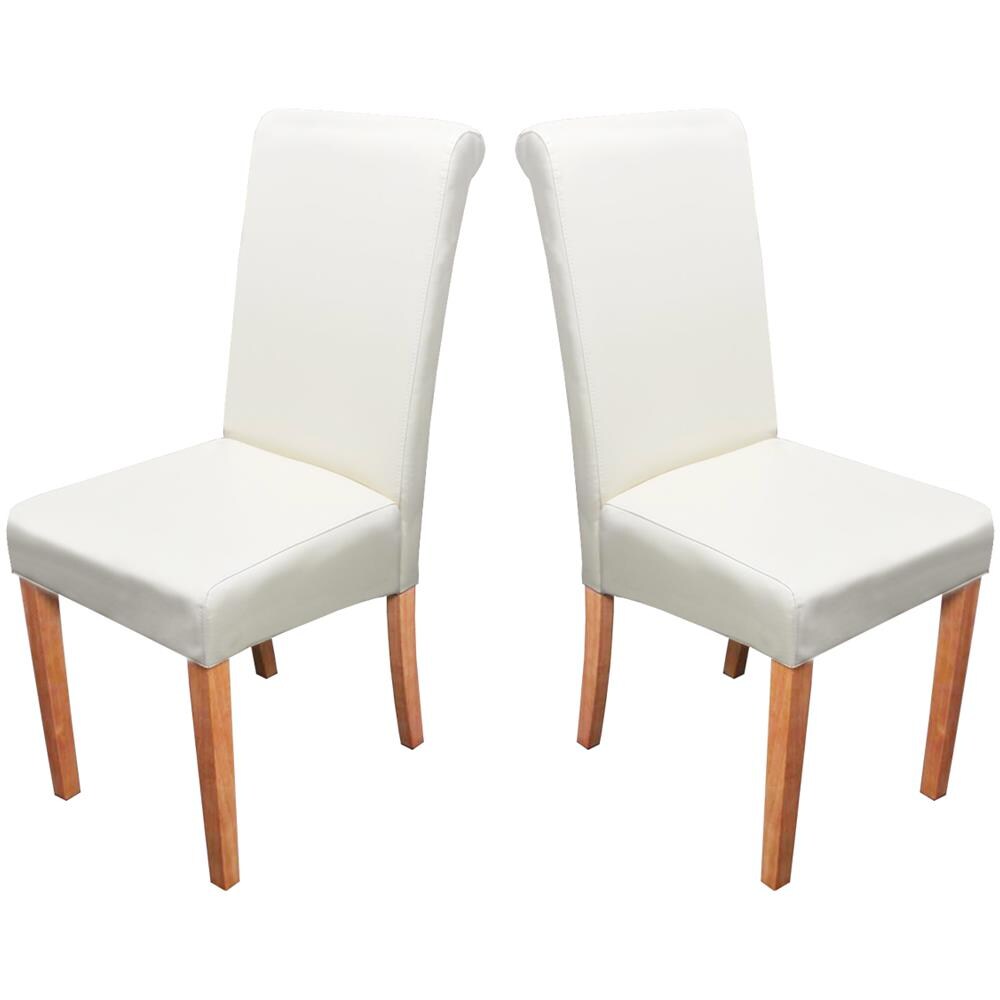 Sedia Da Pranzo Moderna Mendler HWC-C41 - Ecopelle Avorio, Base Cromata, Altezza Regolabile, Carico Max 120 Kg