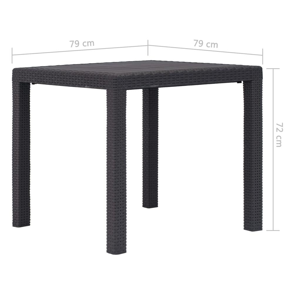 Tavolo Da Giardino Marrone 79x79x72 Cm In Plastica Stile Rattan - Foto 5