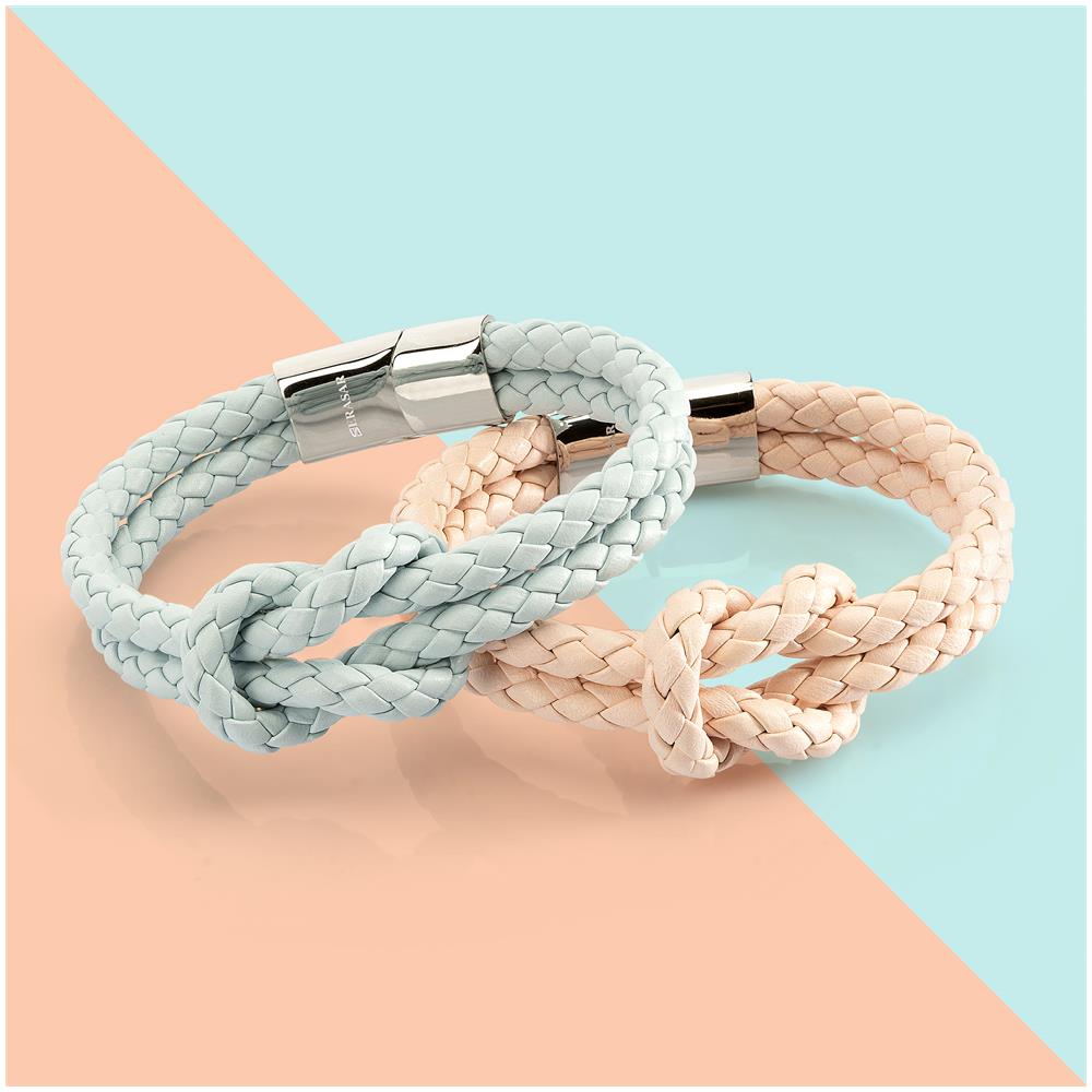 Bracciale da Donna in Pelle Premium, ""Knot"", 16cm, Blu - Foto 6