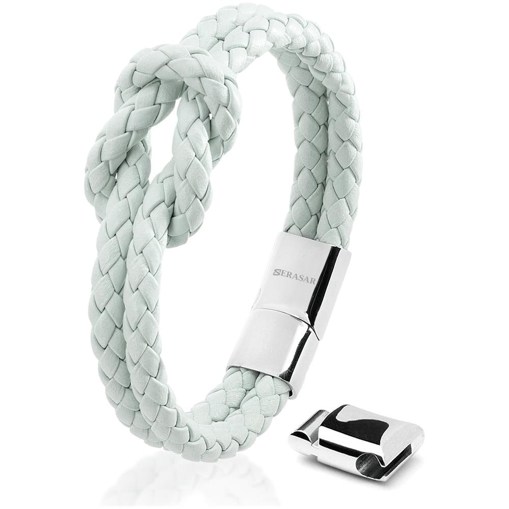 Bracciale da Donna in Pelle Premium, ""Knot"", 16cm, Blu - Foto 1
