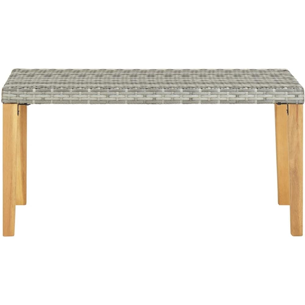 Panchina da Giardino 120 cm Grigia Polyrattan e Legno Acacia - Foto 2